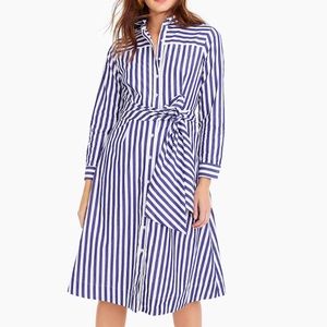 J. Crew | Cotton Striped Tie Waist Shirt Dress